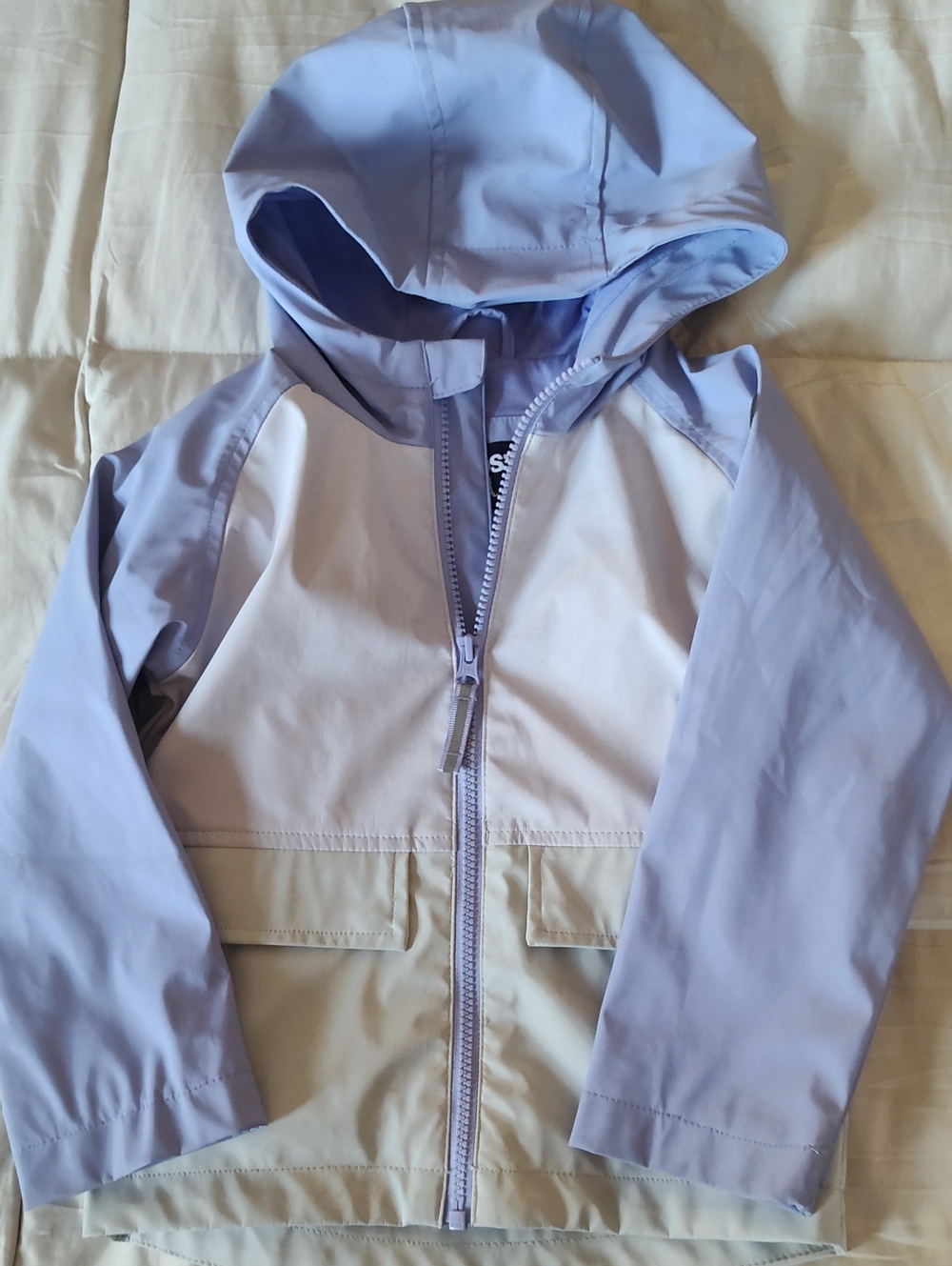 Lands' End Kids' Colorblock Raincoat in Lavender, Cream, Beige